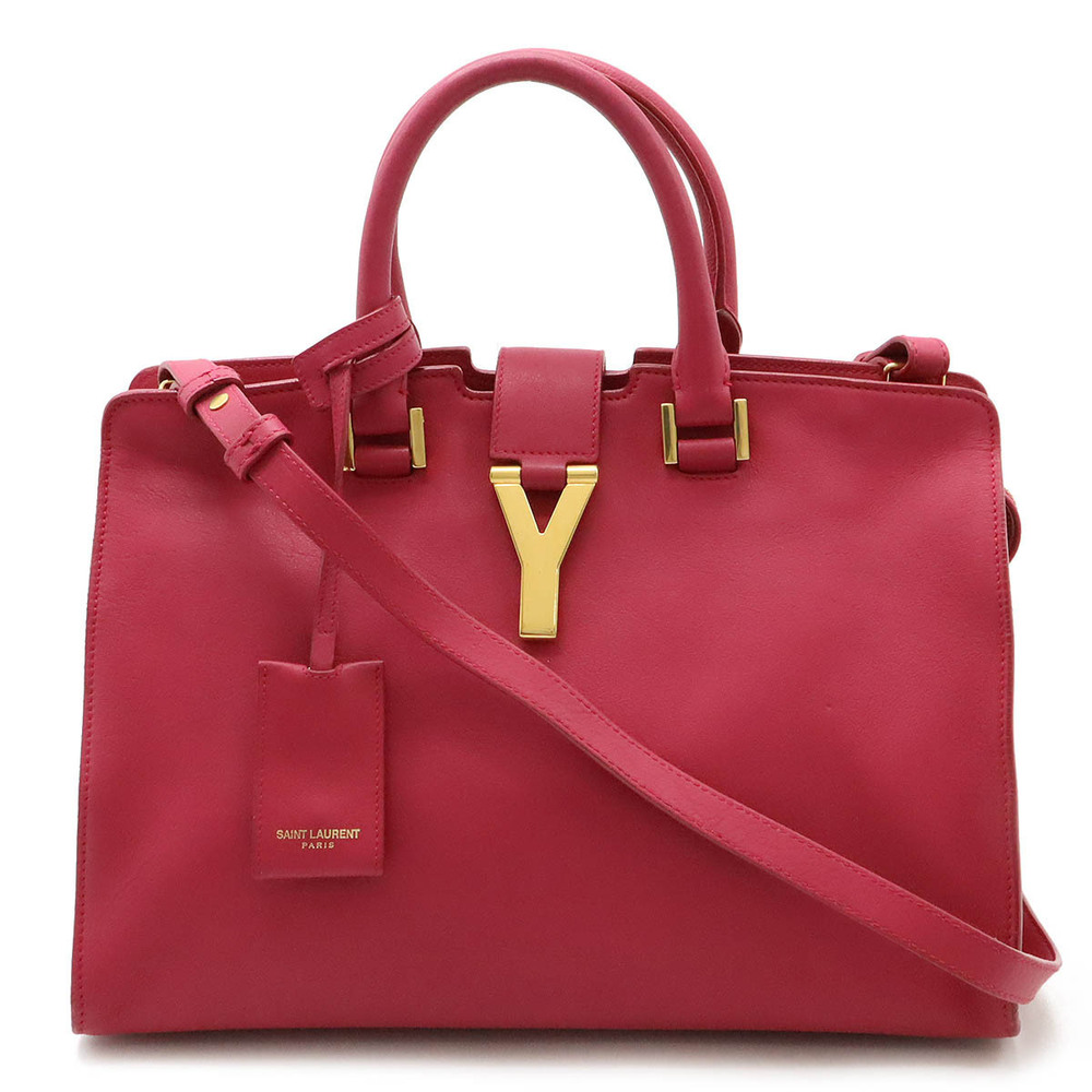 SAINT LAURENT PARIS YSL Cabas Shoulder Bag leather Fuchsia Pink